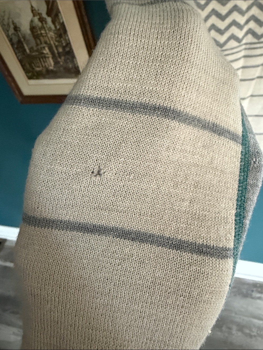 Smartwool Cream & Teal Chevron Knit Hoodie - Picture 4 of 6